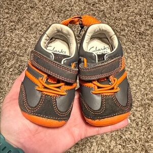 Clarks Baby Walkers - Charcoal and Tangerine